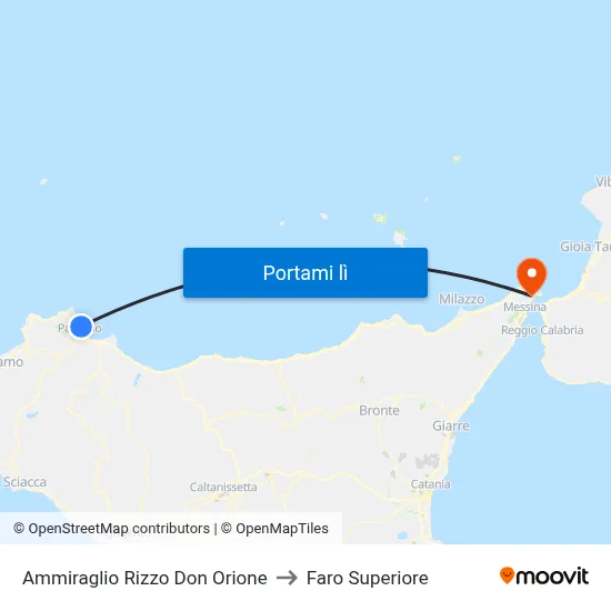 Ammiraglio Rizzo Don Orione to Faro Superiore map
