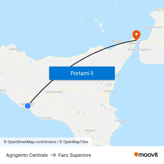 Agrigento Centrale to Faro Superiore map