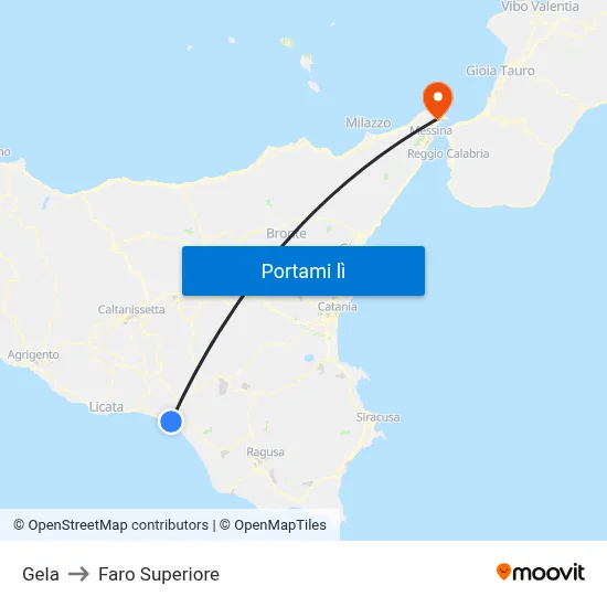 Gela to Faro Superiore map
