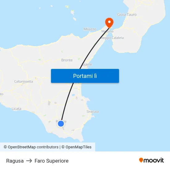 Ragusa to Faro Superiore map