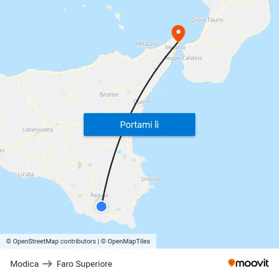 Modica to Faro Superiore map