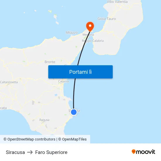 Siracusa to Faro Superiore map