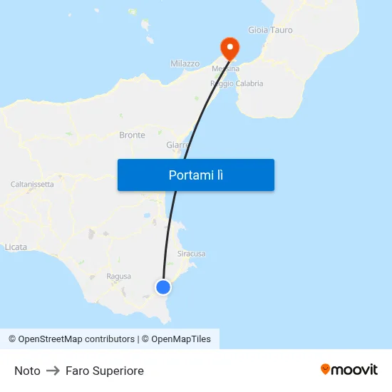 Noto to Faro Superiore map