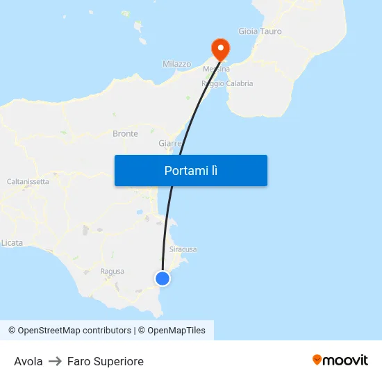 Avola to Faro Superiore map