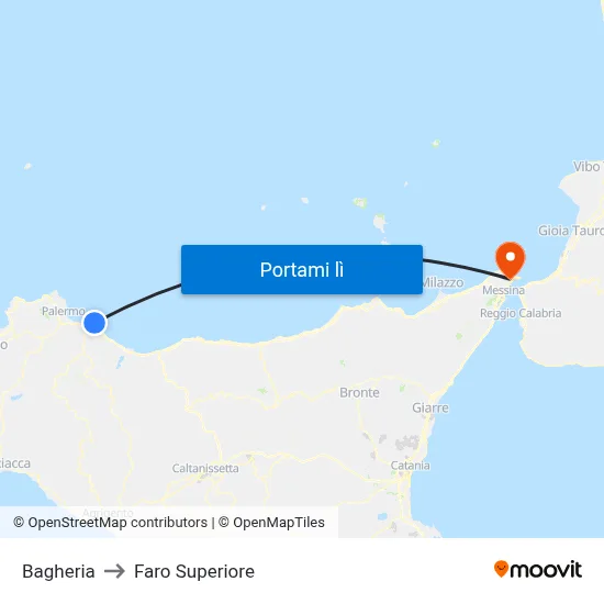 Bagheria to Faro Superiore map