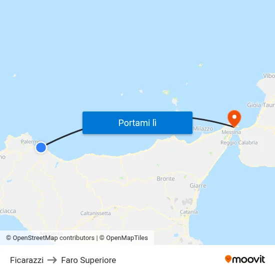 Ficarazzi to Faro Superiore map