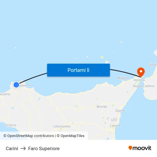 Carini to Faro Superiore map