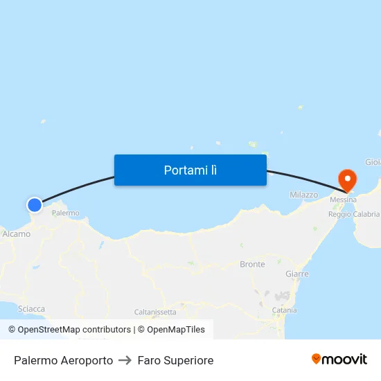 Palermo Aeroporto to Faro Superiore map