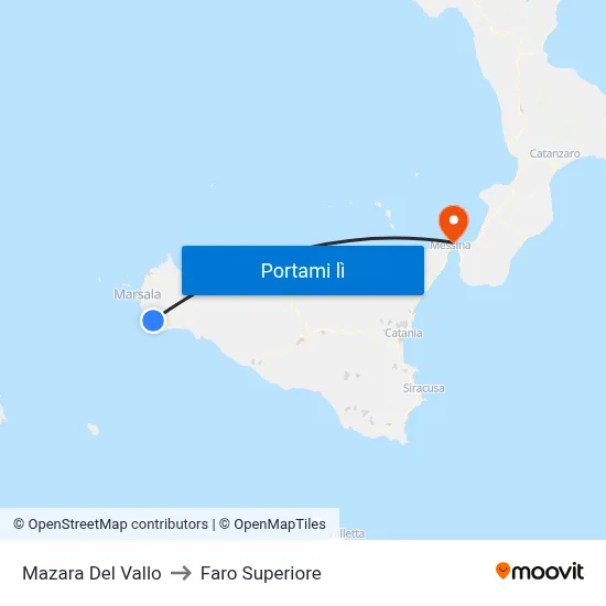 Mazara Del Vallo to Faro Superiore map