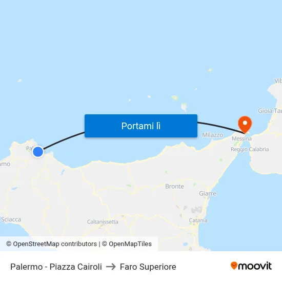Palermo - Piazza Cairoli to Faro Superiore map