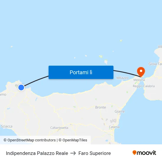 Indipendenza Palazzo Reale to Faro Superiore map