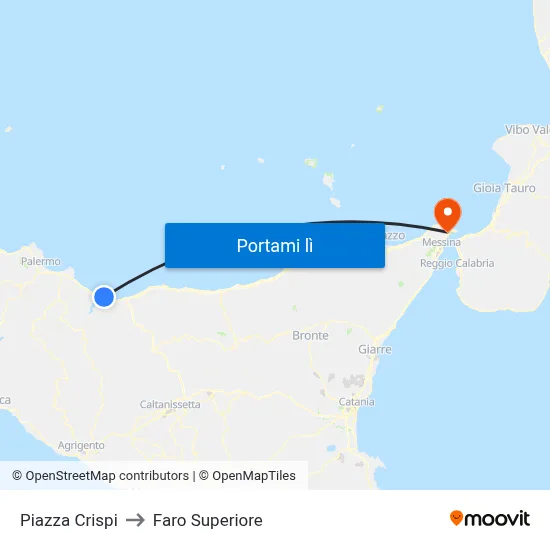 Piazza Crispi to Faro Superiore map