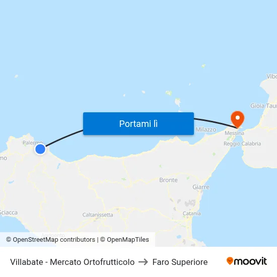 Villabate - Mercato Ortofrutticolo to Faro Superiore map