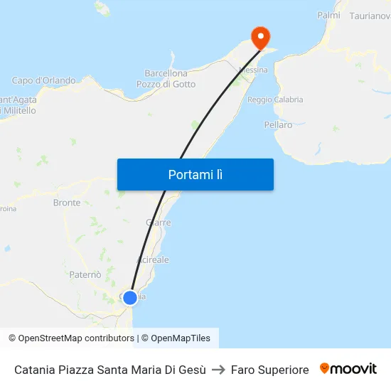 Catania Piazza Santa Maria Di Gesù to Faro Superiore map