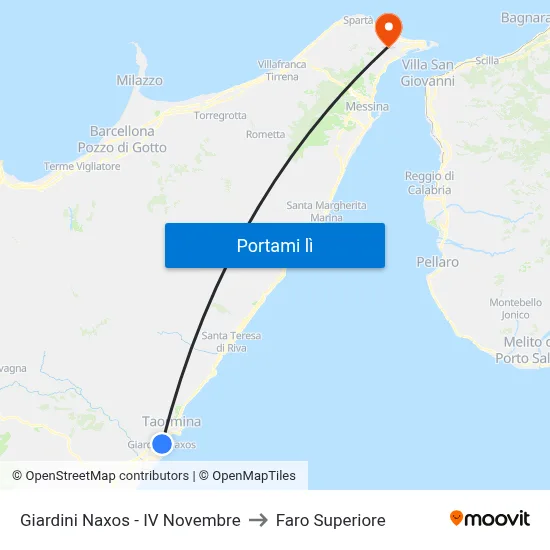 Giardini Naxos - IV Novembre to Faro Superiore map