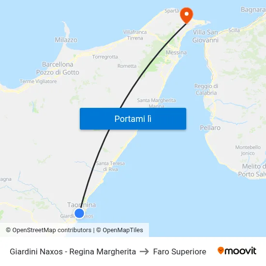 Giardini Naxos - Regina Margherita to Faro Superiore map