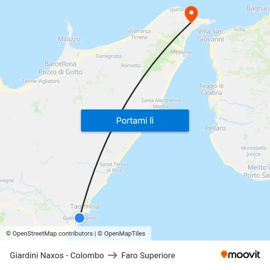 Giardini Naxos - Colombo to Faro Superiore map