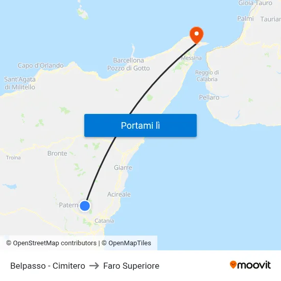 Belpasso - Cimitero to Faro Superiore map