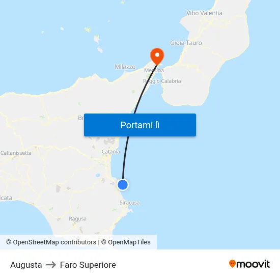 Augusta to Faro Superiore map