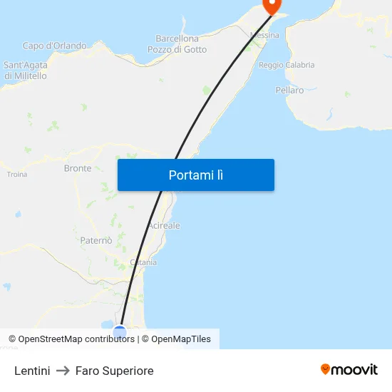 Lentini to Faro Superiore map