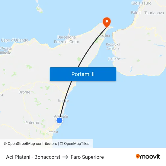 Aci Platani - Bonaccorsi to Faro Superiore map