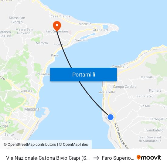 Via Nazionale-Catona  Bivio Ciapi (S/N) to Faro Superiore map