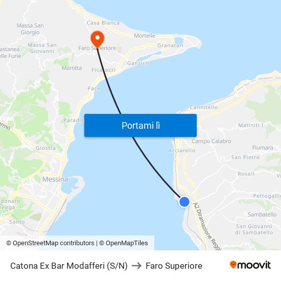 Catona  Ex Bar Modafferi (S/N) to Faro Superiore map
