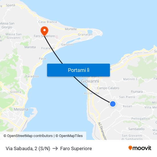 Via Sabauda, 2  (S/N) to Faro Superiore map