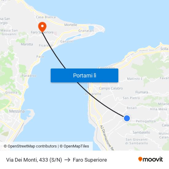 Via Dei Monti, 433 (S/N) to Faro Superiore map