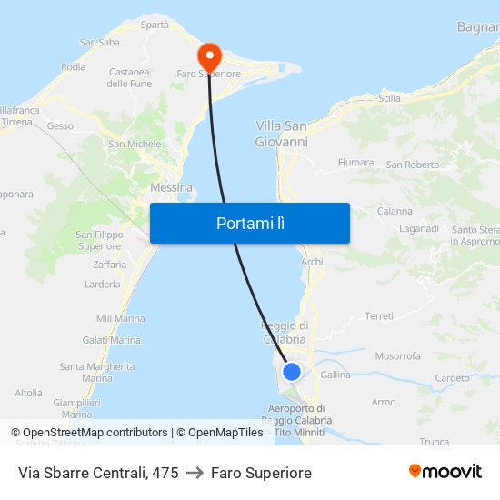 Via Sbarre Centrali, 475 to Faro Superiore map