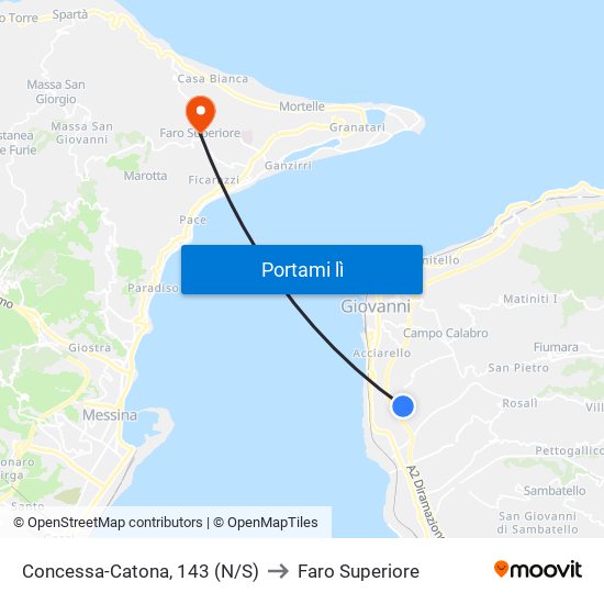 Concessa-Catona, 143 (N/S) to Faro Superiore map
