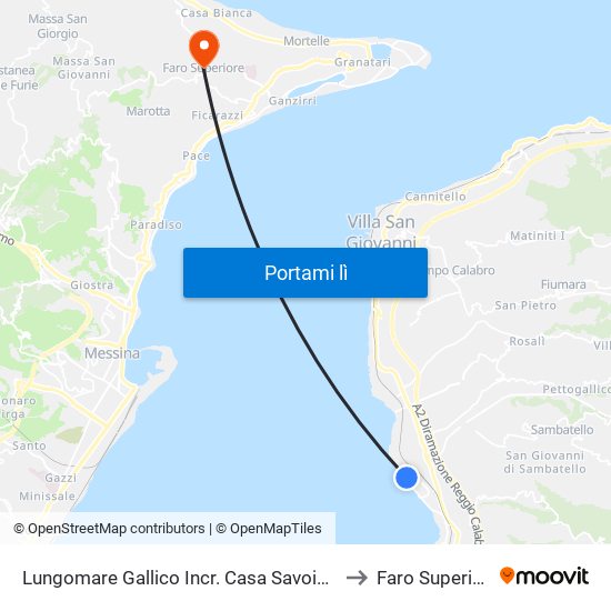 Lungomare Gallico  Incr. Casa Savoia N/S to Faro Superiore map