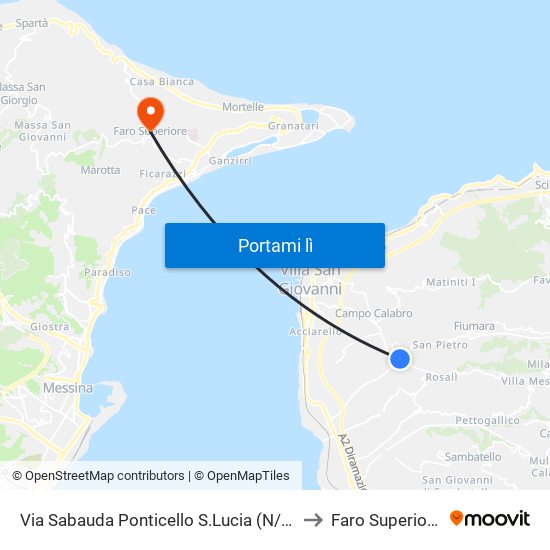 Via Sabauda  Ponticello S.Lucia (N/S) to Faro Superiore map