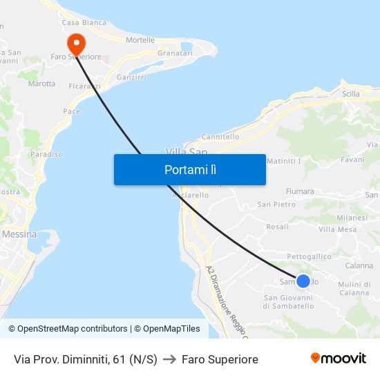 Via Prov. Diminniti, 61  (N/S) to Faro Superiore map