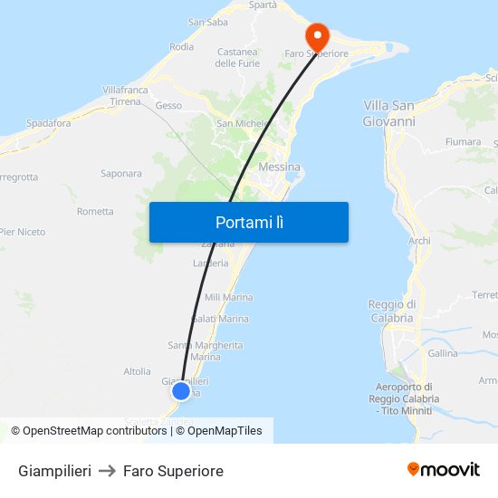 Giampilieri to Faro Superiore map