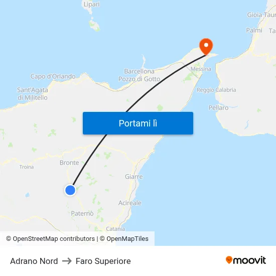 Adrano Nord to Faro Superiore map