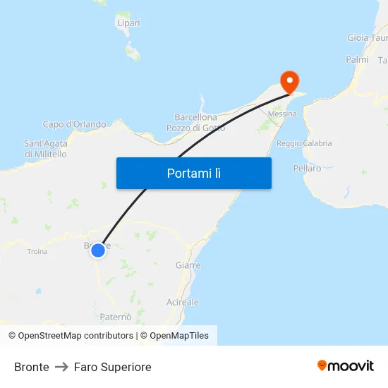 Bronte to Faro Superiore map