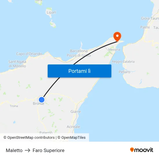 Maletto to Faro Superiore map