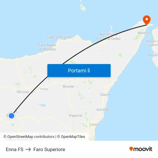 Enna FS to Faro Superiore map