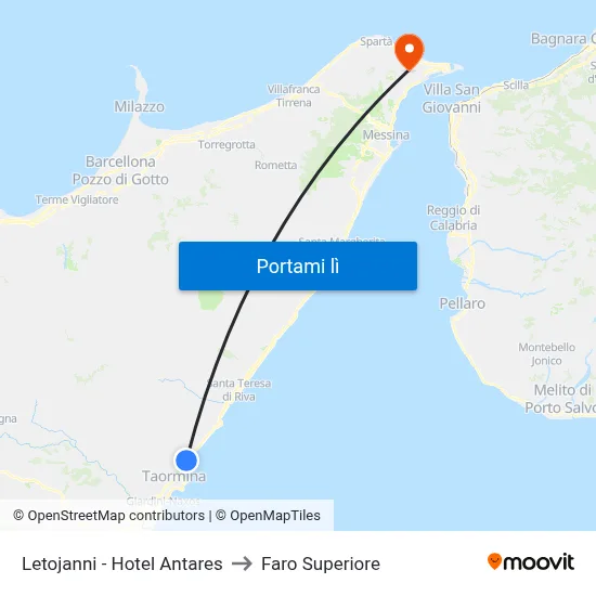 Letojanni - Hotel Antares to Faro Superiore map