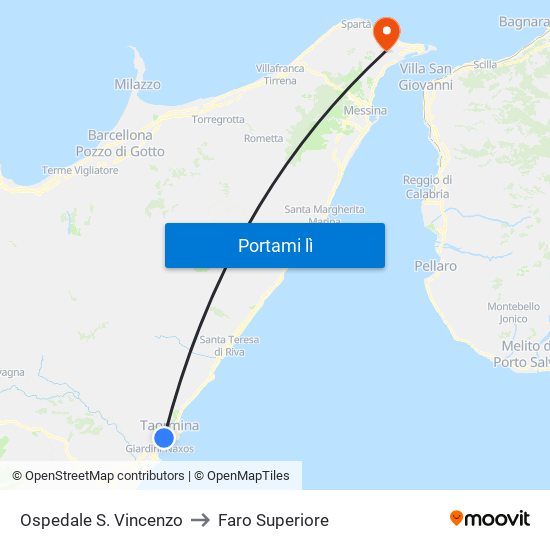 Ospedale S. Vincenzo to Faro Superiore map