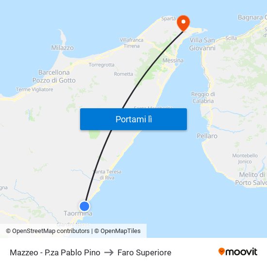 Mazzeo - P.za Pablo Pino to Faro Superiore map