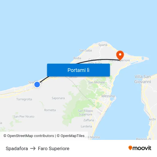 Spadafora to Faro Superiore map