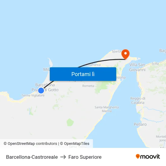 Barcellona-Castroreale to Faro Superiore map