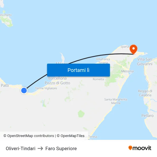 Oliveri-Tindari to Faro Superiore map