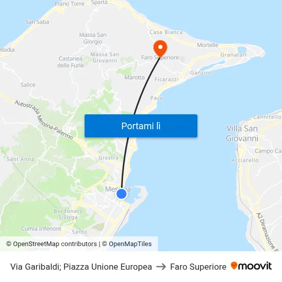 Via Garibaldi; Piazza Unione Europea to Faro Superiore map