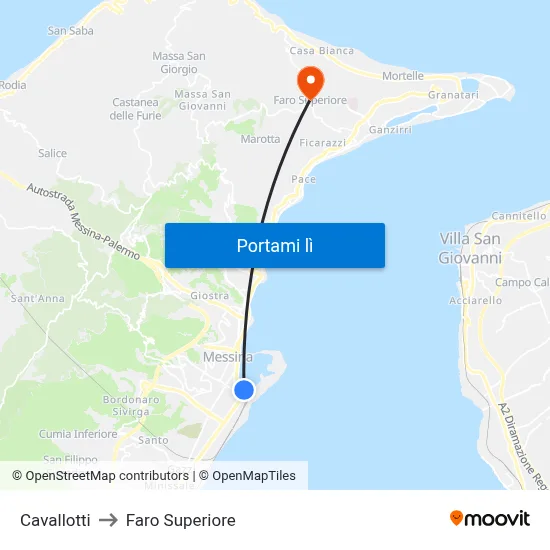 Cavallotti to Faro Superiore map