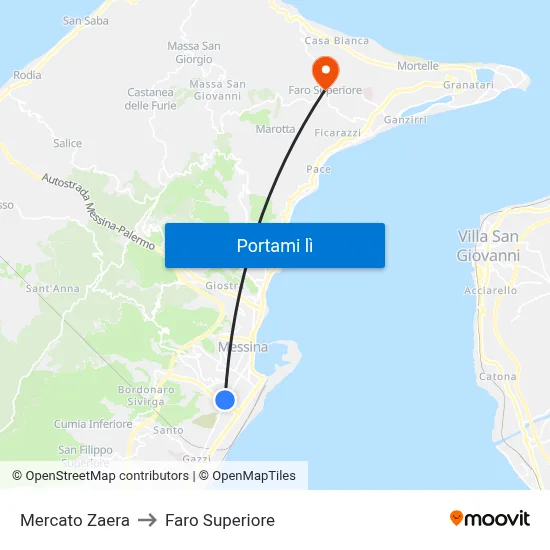 Mercato Zaera to Faro Superiore map