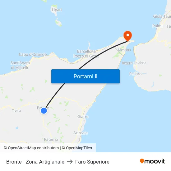 Bronte - Zona Artigianale to Faro Superiore map