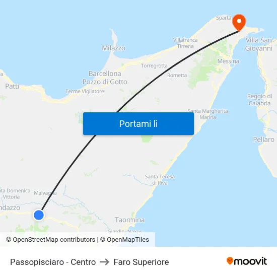 Passopisciaro - Centro to Faro Superiore map